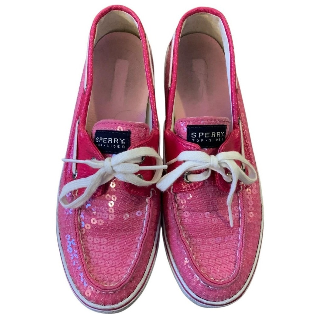 Sperry Boat Shoes Womens 7 Pink‎ Sequin Top-Sider Preppy Coastal Barbiecore